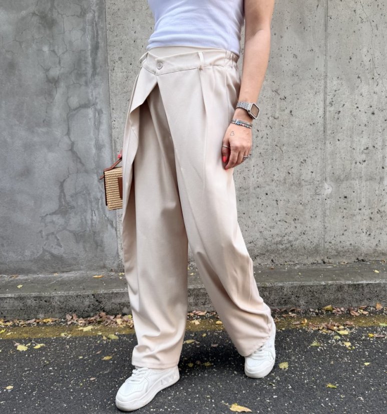 Světle béžové trendy kalhoty s překladem ELYSIA