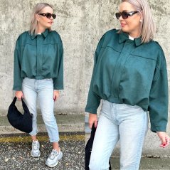 Smaragdově zelená stylová semišová bunda MILANO