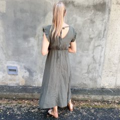 Khaki dlouhé mušelínové šaty TENESSEE