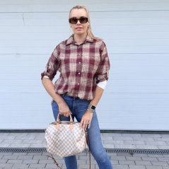 Burgundy červená karovaná košile WESTERN