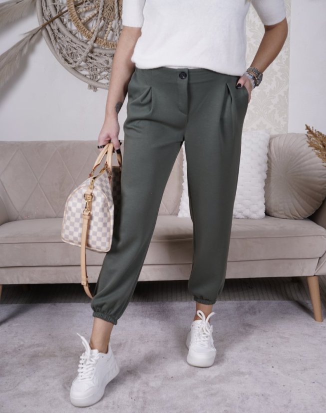 Khaki kalhoty z máslového materiálu MISSA