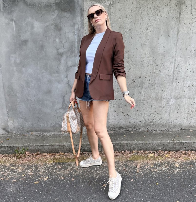 Čokoládově hnědé klasické sako STELLA