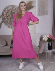 Růžové dlouhé mušelínové šaty TEXASS