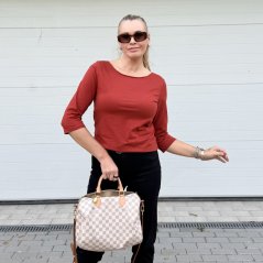 Cihlově oranžové basic tričko s 3/4 rukávem EDENA