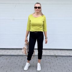 Limetkově zelené basic tričko s 3/4 rukávem EDENA