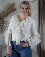 Krémová volánová halenka LUX ÉCLAT