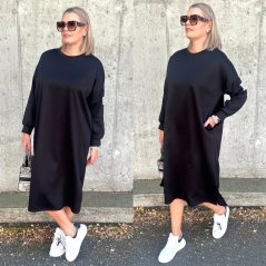 Černé dlouhé máslové šaty volného střihu LIFE