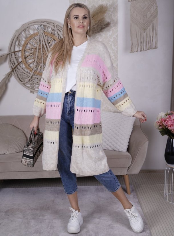 Béžový maxi kardigan VIBES PASTEL