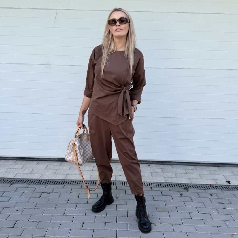 Čokoládově hnědá trendy souprava ELEGANT CHIC LONG
