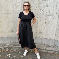 Černé dlouhé kombinované šaty STELLA