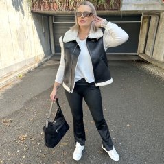 Černá beránková vesta AVIATOR