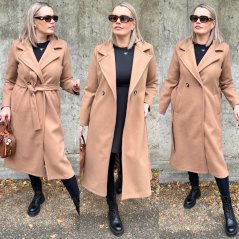 Béžový dlouhý flaušový kabát FIRENZE