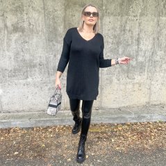 Černý heboučký dlouhý svetr/ šaty MELANY