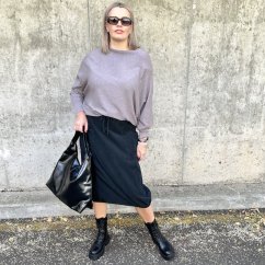 Mokka hnědý svetr netopýřího střihu KINGSTAR