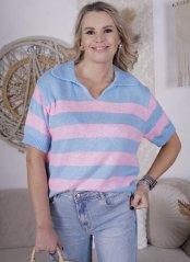 Modro-růžový svetřík s pruhy LOLLIPOP