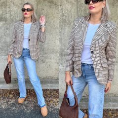 Béžové sako s jemným vzorem HOUDY