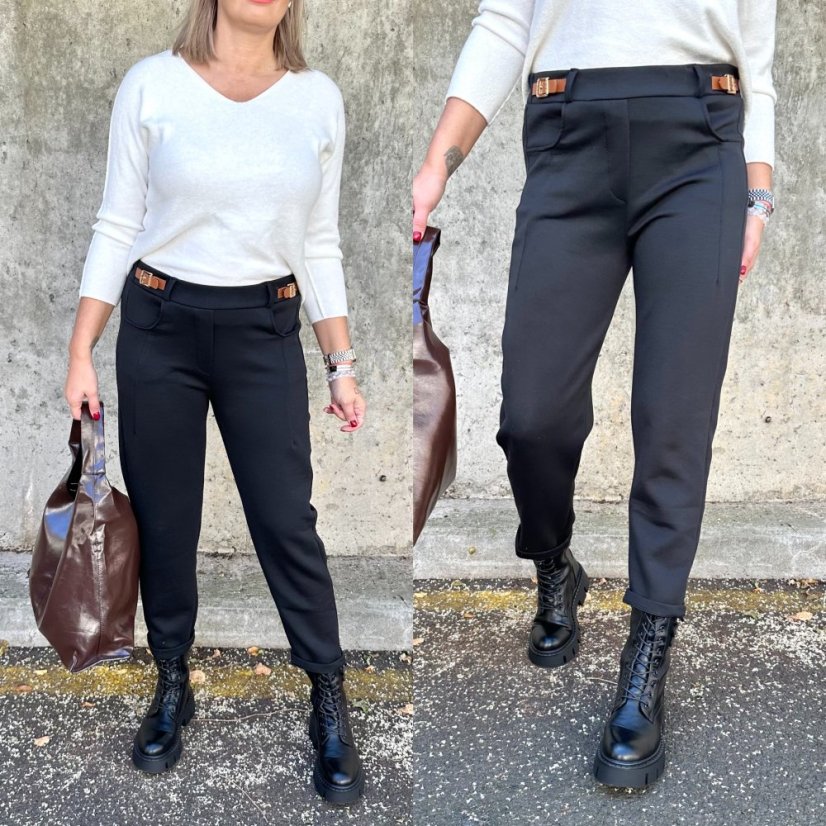 Černé stylové kalhoty z máslového materiálu MINIMUM
