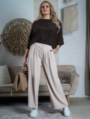 Světle béžové širší kalhoty LUX AURELLIA