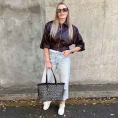 Burgundy červená koženková trendy bunda LUX BROOKLYN