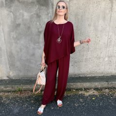Burgundy červená vzdušná souprava s náhrdelníkem AURA