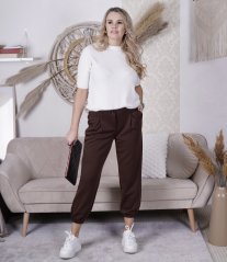Čokoládově hnědé kalhoty z máslového materiálu MISSA