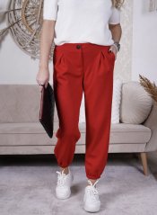 Červené kalhoty z máslového materiálu MISSA