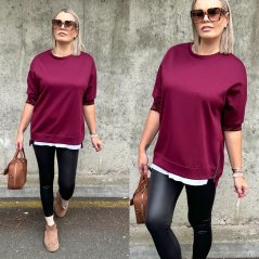 Burgundy červená delší mikina z máslového materiálu PEOPLE