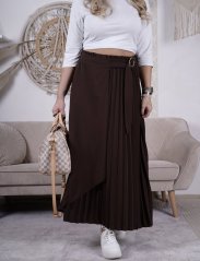 Čokoládově hnědá dlouhá plisé sukně AURORA
