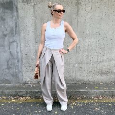 Mokka hnědé trendy kalhoty s překladem ELYSIA