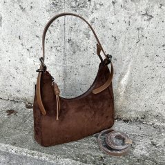 Čokoládově hnědá stylová semišová kabelka SOFTIE