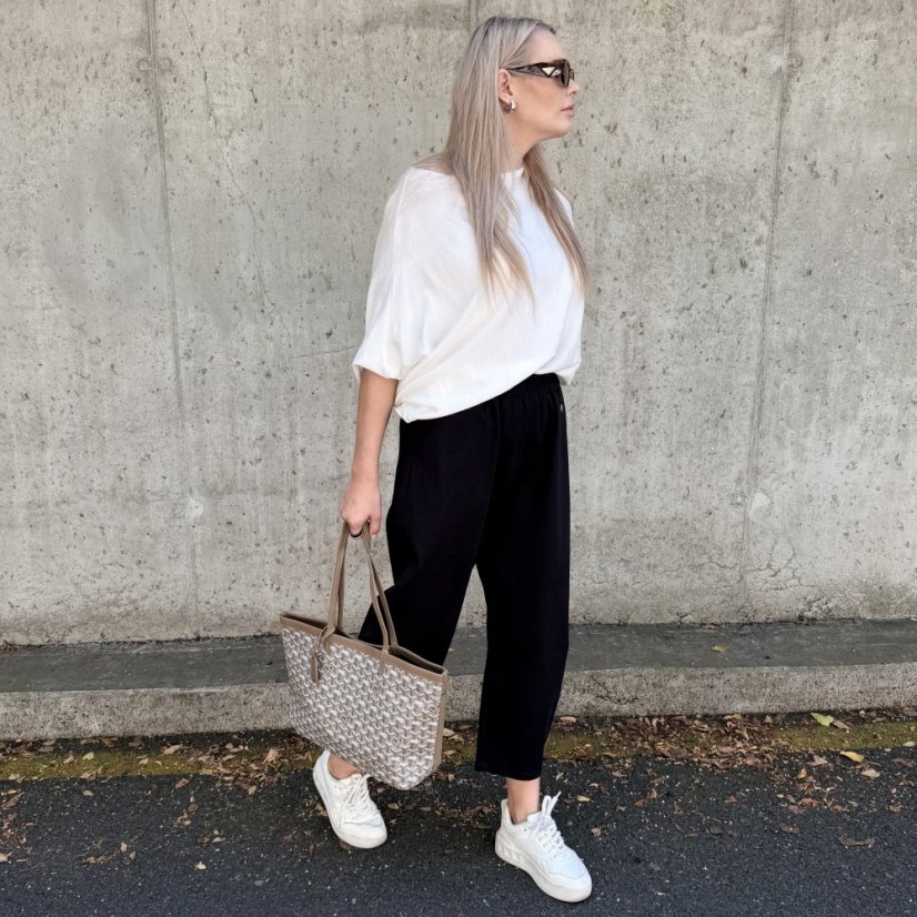 Černé trendy barrelové kalhoty METFISS