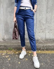 Světle modré džínové kalhoty s páskem MONACO DENIM