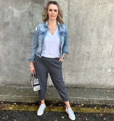 Tmavě šedé trendy kalhoty KRISTIN