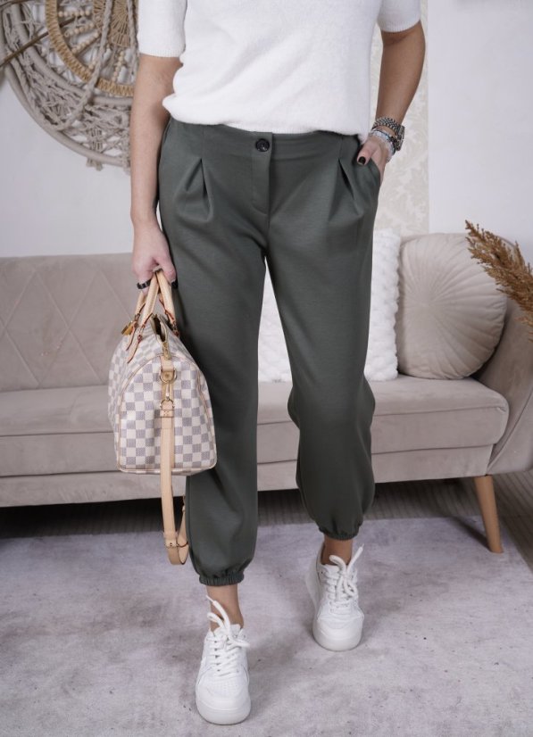 Khaki kalhoty z máslového materiálu MISSA
