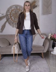 Čokoládově hnědé sako s knoflíkem TIMING