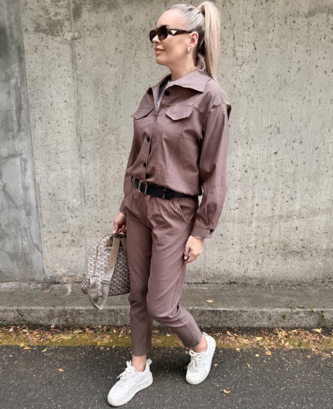 Mokka hnědá  košilová elastická bunda MADISON