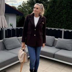 Čokoládově hnědé elegantní flaušové sako s podšívkou MINIMAL
