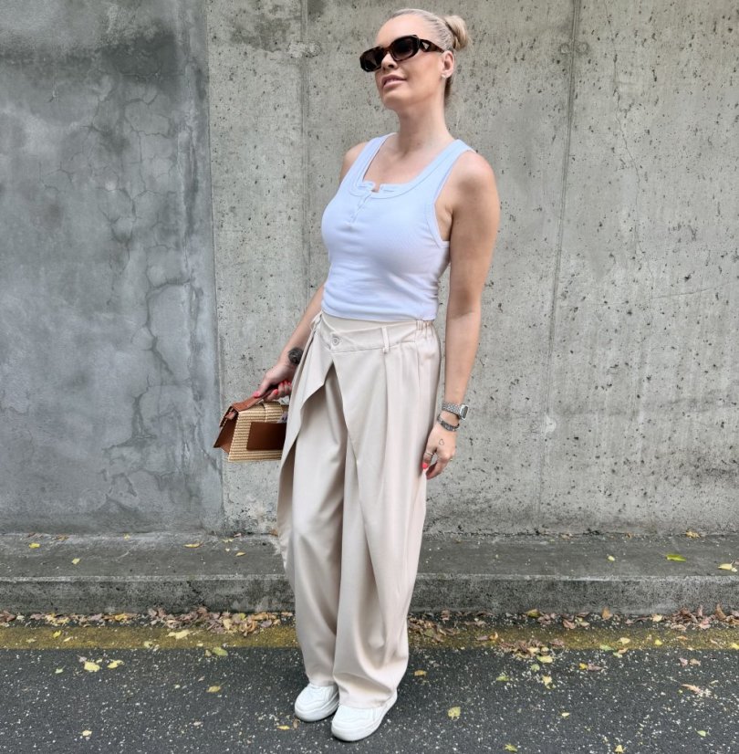 Světle béžové trendy kalhoty s překladem ELYSIA