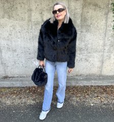 Černý krátký kožich GLAM FUR