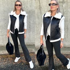 Černá beránková vesta AVIATOR