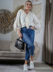 Krémová volánová halenka LUX ÉCLAT