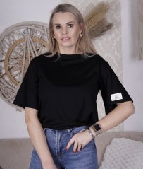 Černé kratší tričko se stažením v pase CHANCE