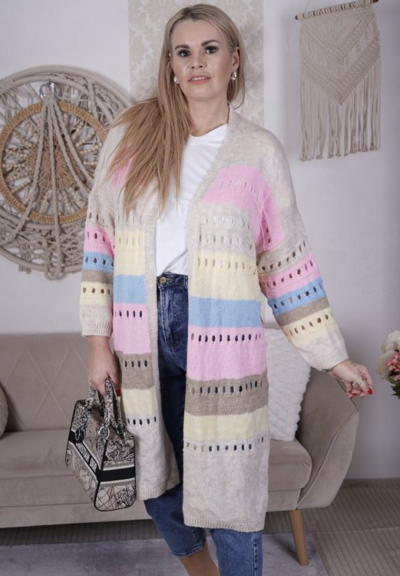 Béžový maxi kardigan VIBES PASTEL