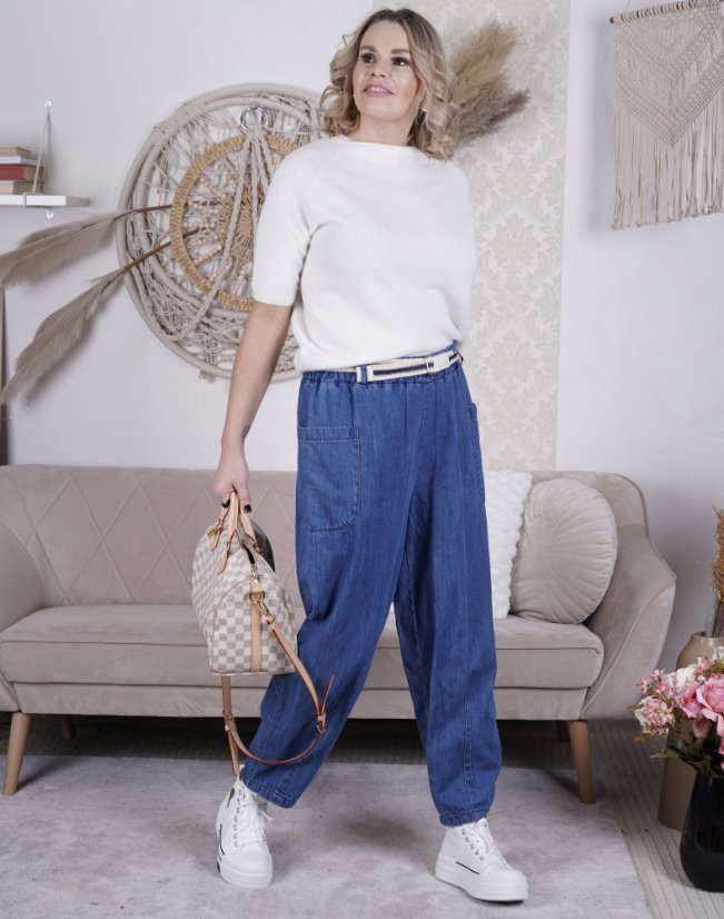 Džínové kalhoty s páskem POCKET DENIM