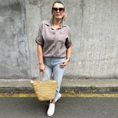 Mokka hnědá mušelínová košile ELISHABET