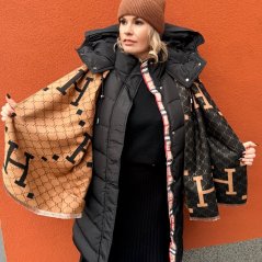 Hnědo-černá oboustranná maxi šála HERITAGE