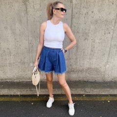 Modré džínové kraťasy FRINGE DENIM