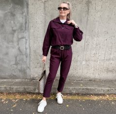 Burgundy červená košilová elastická bunda MADISON