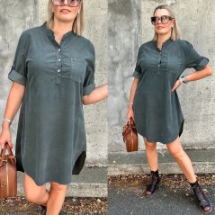 Šedo-zelené cordové tunikové šaty SHAPE