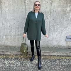 Smaragdově zelený kardigan s knoflíkem LEONES